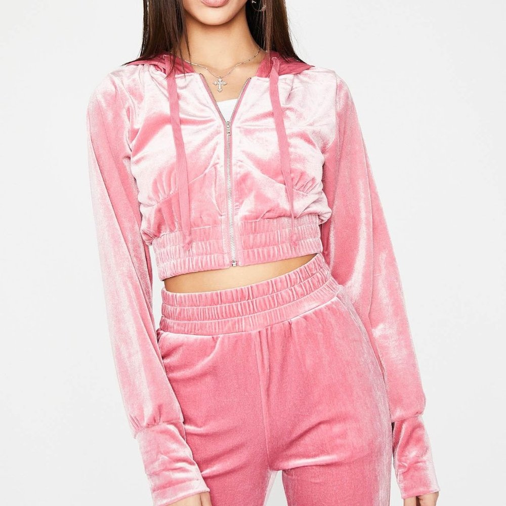DOLLS KILL PINK MAJOR FLAVA VELVET SET - Picture 3 of 5